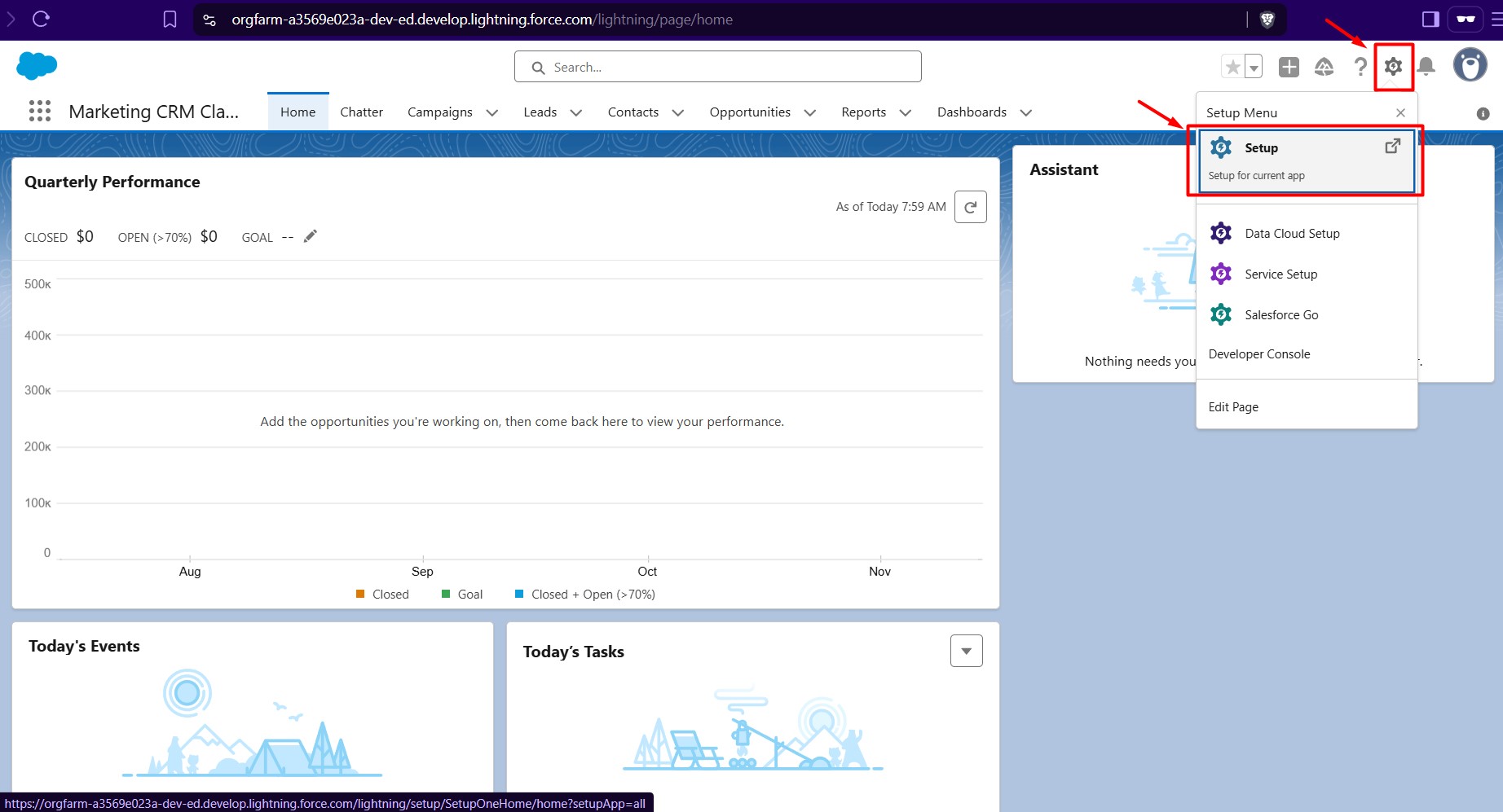 Navigate to Setup