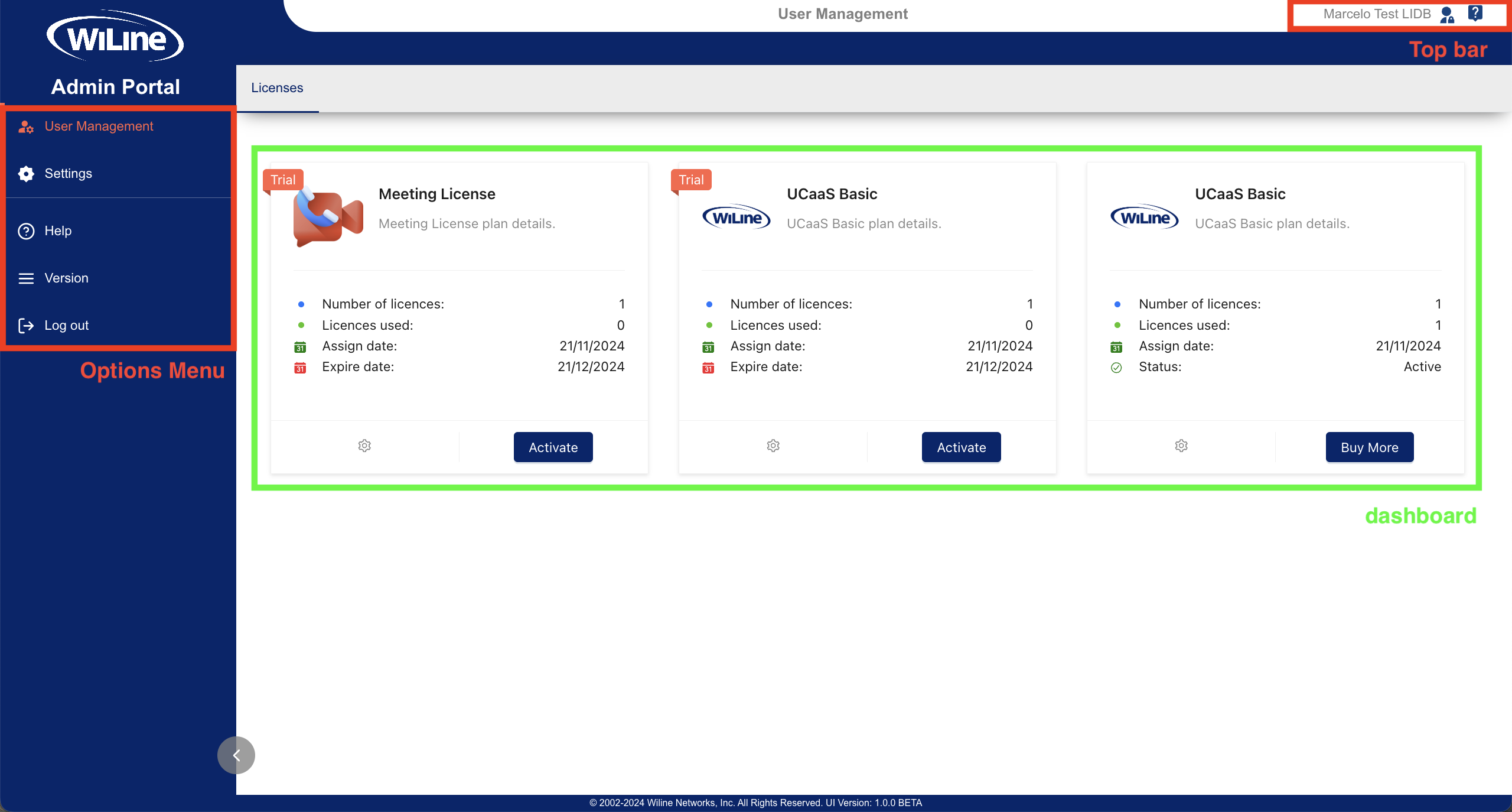 Navegando por el License Portal