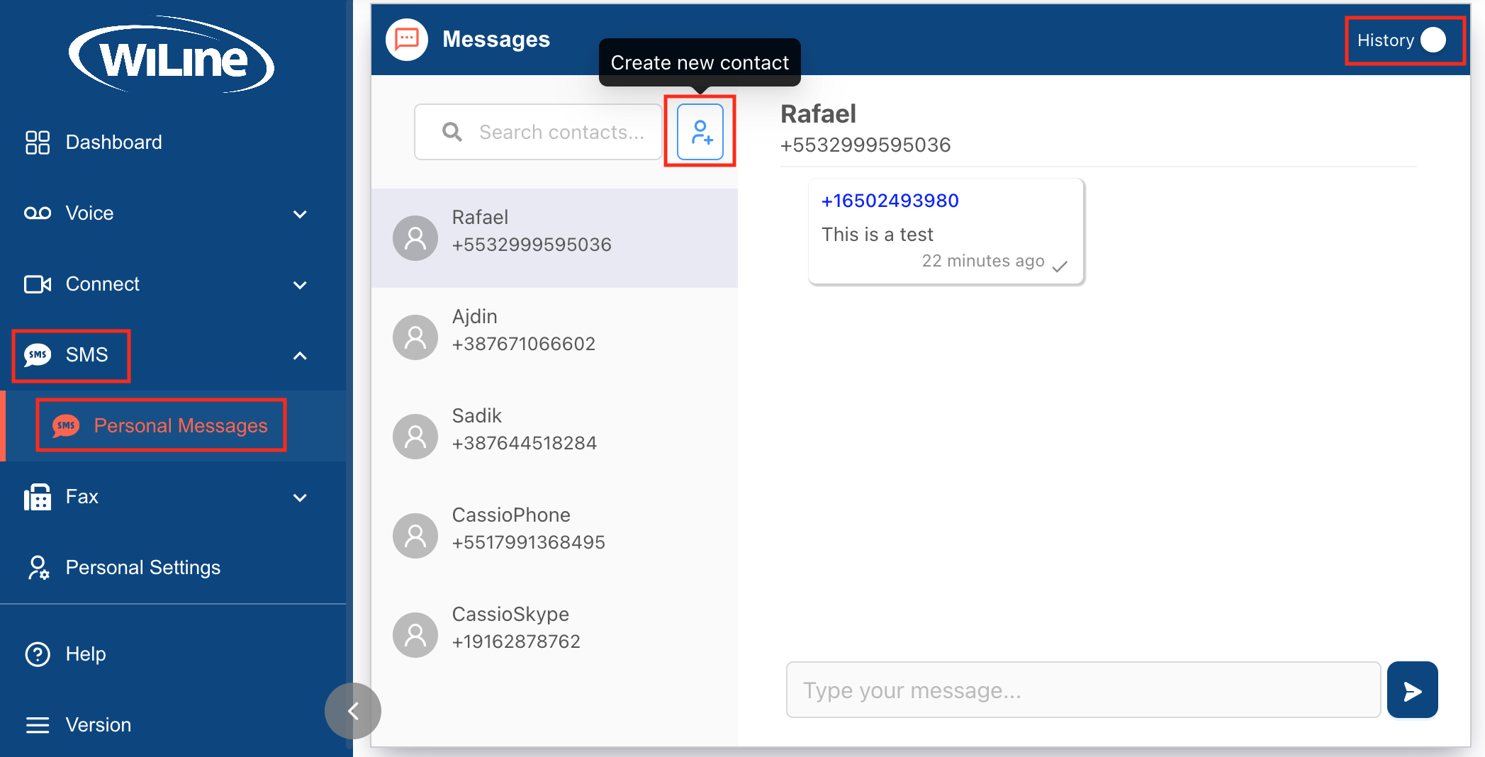 Botón para crear contacto