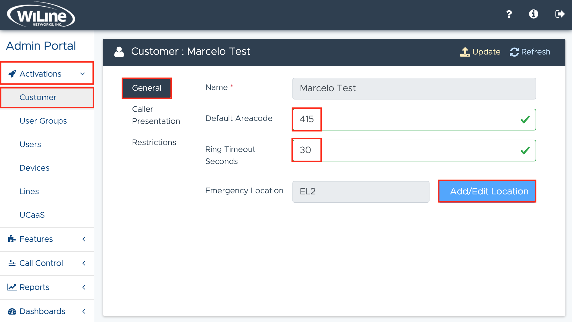 Actualizar configuración general del cliente