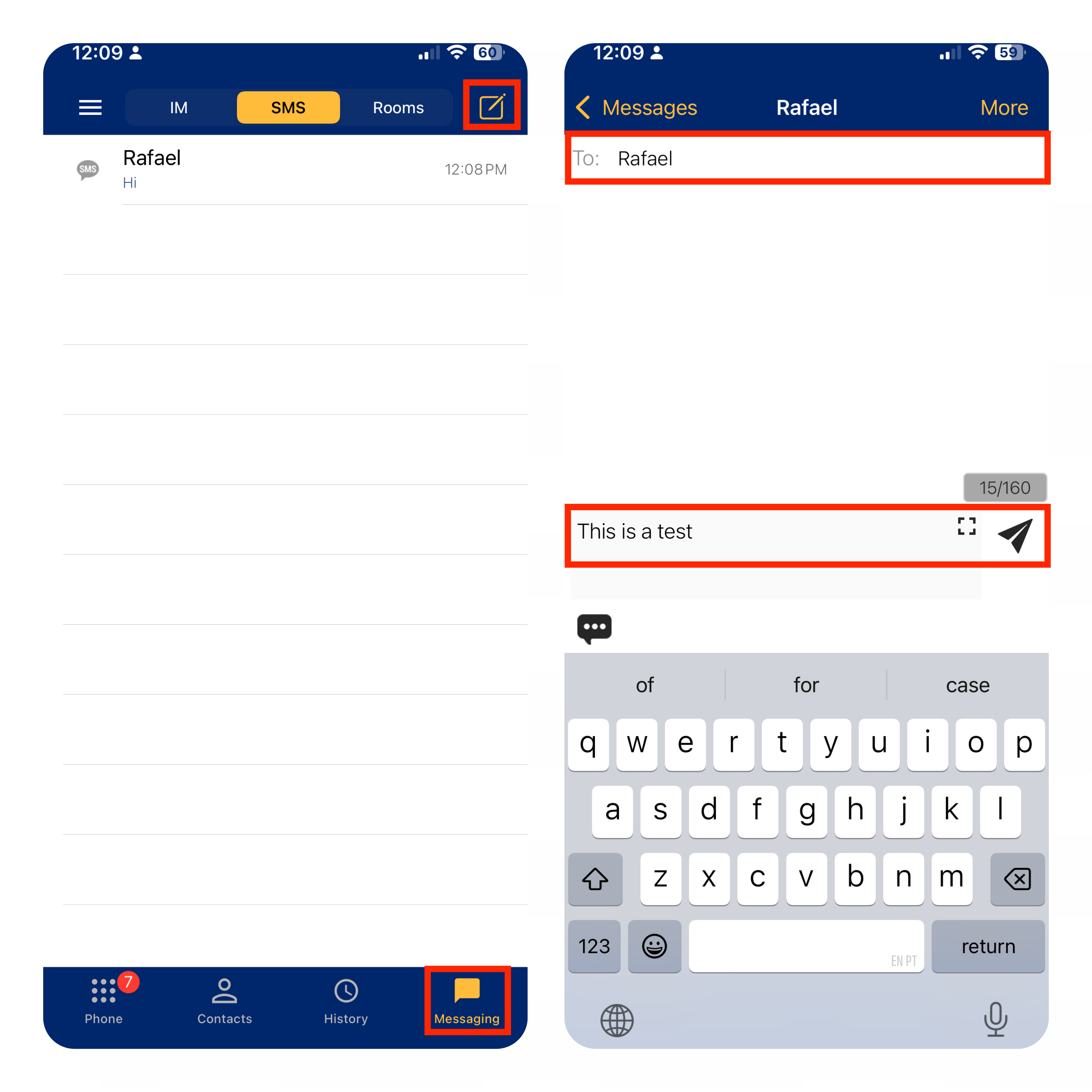 Enviar SMS utilizando mensajería